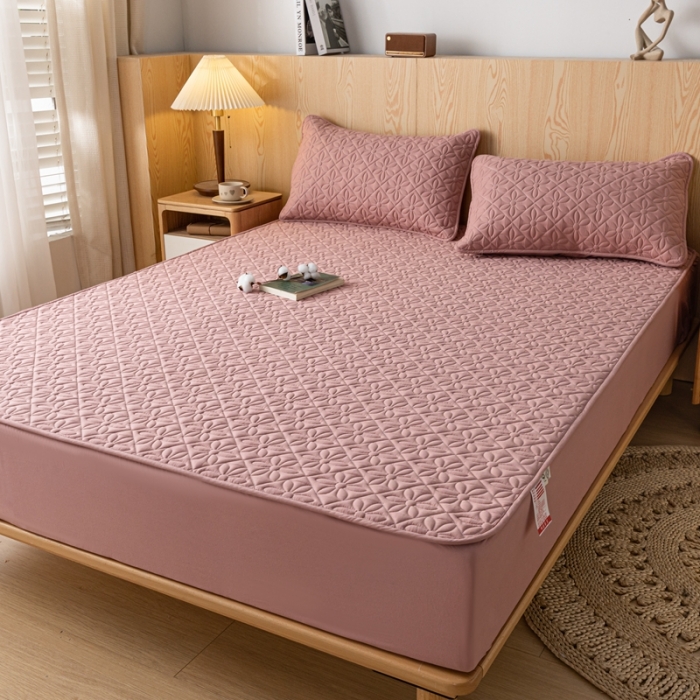 91家纺网 家纺一手货源 找家纺 鑫钰 2023新款防水隔尿水洗全棉夹棉棉花床笠床垫保护套床套罩 大风车-豆沙