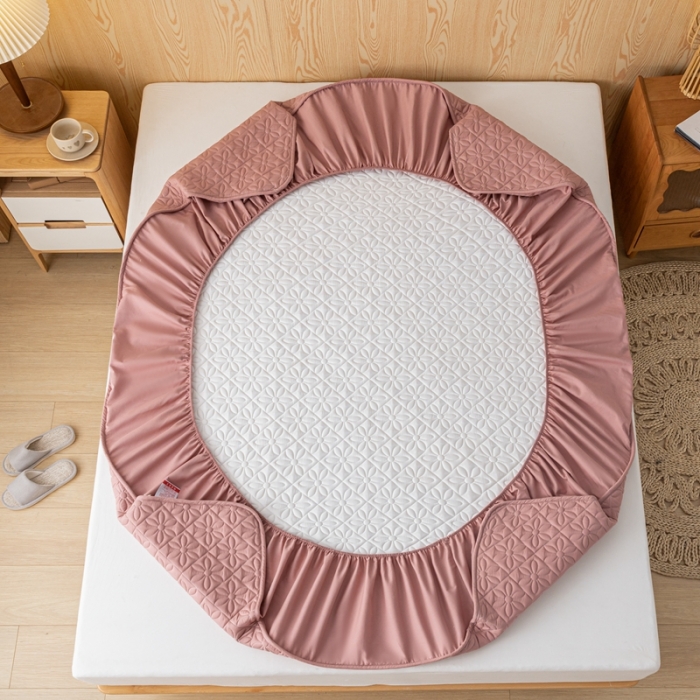 91家纺网 家纺一手货源 找家纺 鑫钰 2023新款防水隔尿水洗全棉夹棉棉花床笠床垫保护套床套罩 大风车-豆沙