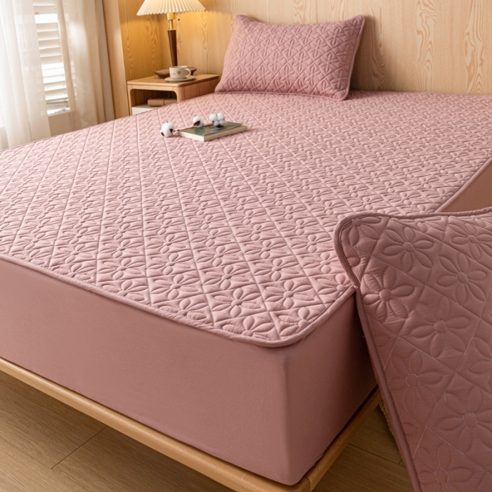 91家纺网 家纺一手货源 找家纺 鑫钰 2023新款防水隔尿水洗全棉夹棉棉花床笠床垫保护套床套罩 大风车-豆沙