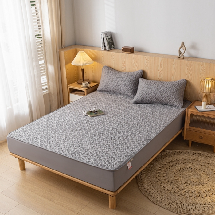 91家纺网 家纺一手货源 找家纺 鑫钰 2023新款防水隔尿水洗全棉夹棉棉花床笠床垫保护套床套罩 大风车-高级灰