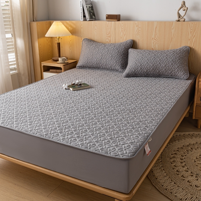 91家纺网 家纺一手货源 找家纺 鑫钰 2023新款防水隔尿水洗全棉夹棉棉花床笠床垫保护套床套罩 大风车-高级灰