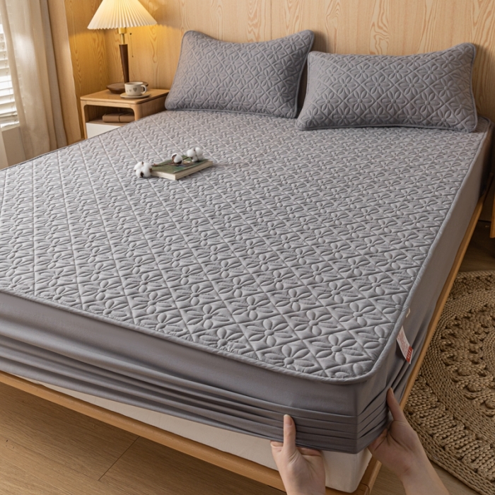 91家纺网 家纺一手货源 找家纺 鑫钰 2023新款防水隔尿水洗全棉夹棉棉花床笠床垫保护套床套罩 大风车-高级灰