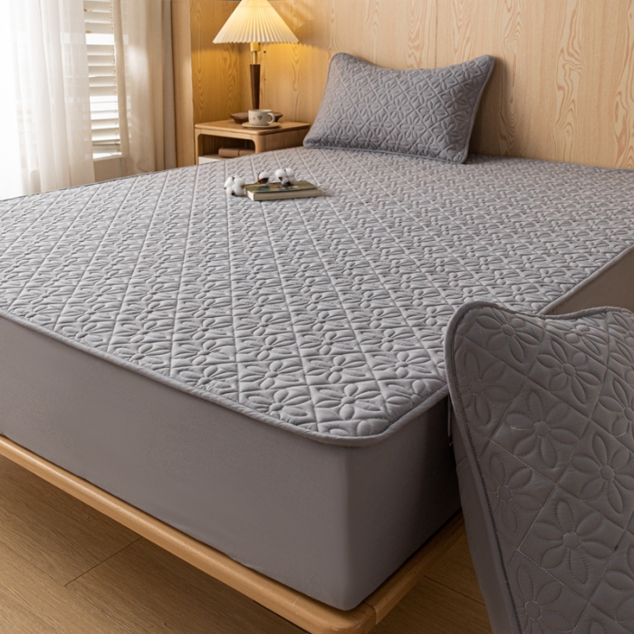 91家纺网 家纺一手货源 找家纺 鑫钰 2023新款防水隔尿水洗全棉夹棉棉花床笠床垫保护套床套罩 大风车-高级灰