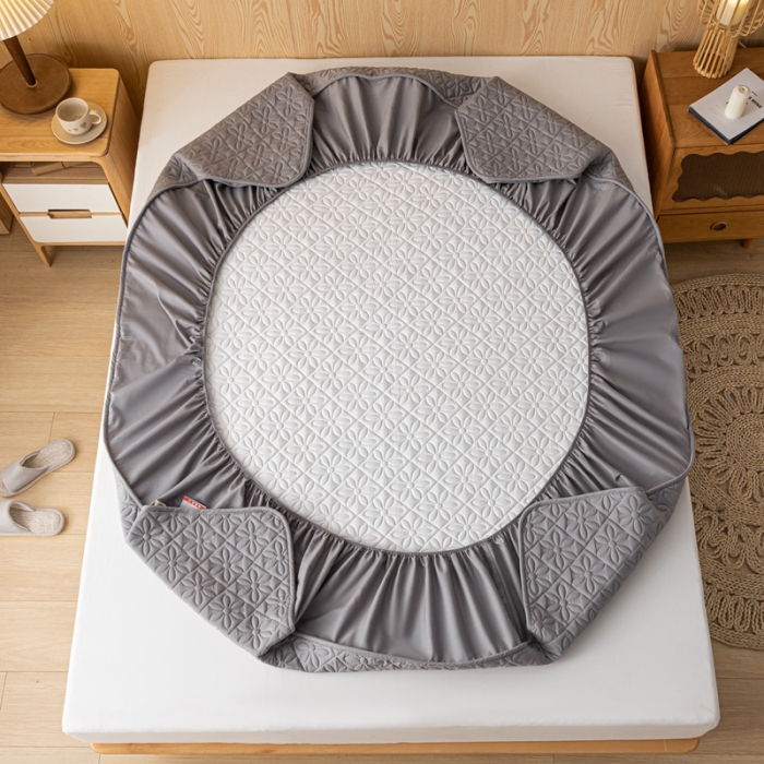 91家纺网 家纺一手货源 找家纺 鑫钰 2023新款防水隔尿水洗全棉夹棉棉花床笠床垫保护套床套罩 大风车-高级灰