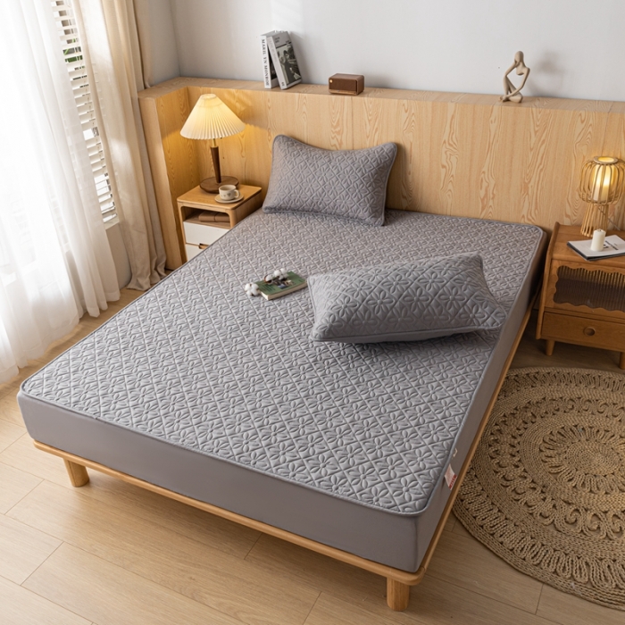 91家纺网 家纺一手货源 找家纺 鑫钰 2023新款防水隔尿水洗全棉夹棉棉花床笠床垫保护套床套罩 大风车-高级灰