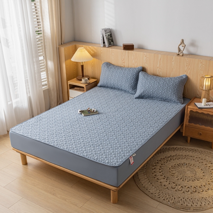 91家纺网 家纺一手货源 找家纺 鑫钰 2023新款防水隔尿水洗全棉夹棉棉花床笠床垫保护套床套罩 大风车-湖蓝