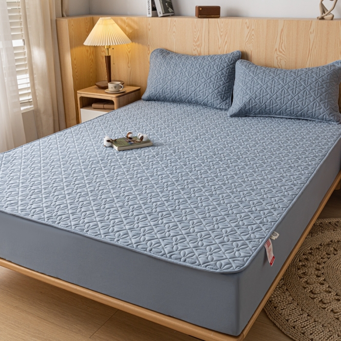 91家纺网 家纺一手货源 找家纺 鑫钰 2023新款防水隔尿水洗全棉夹棉棉花床笠床垫保护套床套罩 大风车-湖蓝