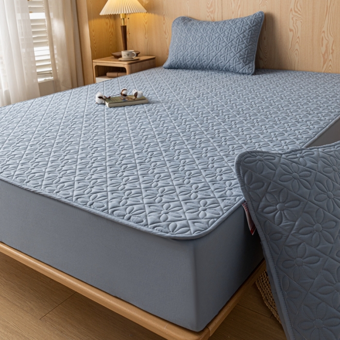 91家纺网 家纺一手货源 找家纺 鑫钰 2023新款防水隔尿水洗全棉夹棉棉花床笠床垫保护套床套罩 大风车-湖蓝