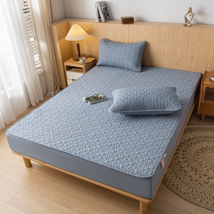 91家纺网 家纺一手货源 找家纺 鑫钰 2023新款防水隔尿水洗全棉夹棉棉花床笠床垫保护套床套罩 大风车-湖蓝