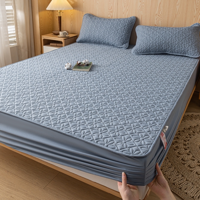 91家纺网 家纺一手货源 找家纺 鑫钰 2023新款防水隔尿水洗全棉夹棉棉花床笠床垫保护套床套罩 大风车-湖蓝