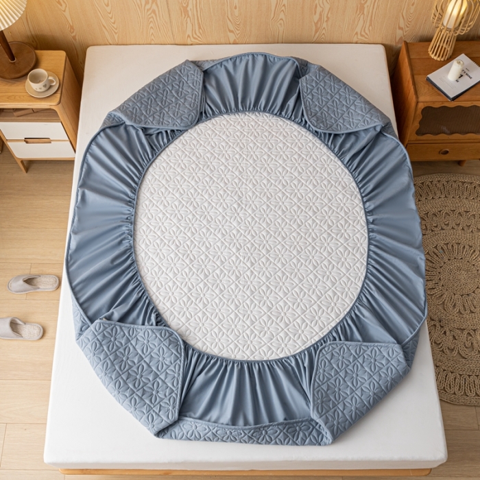 91家纺网 家纺一手货源 找家纺 鑫钰 2023新款防水隔尿水洗全棉夹棉棉花床笠床垫保护套床套罩 大风车-湖蓝