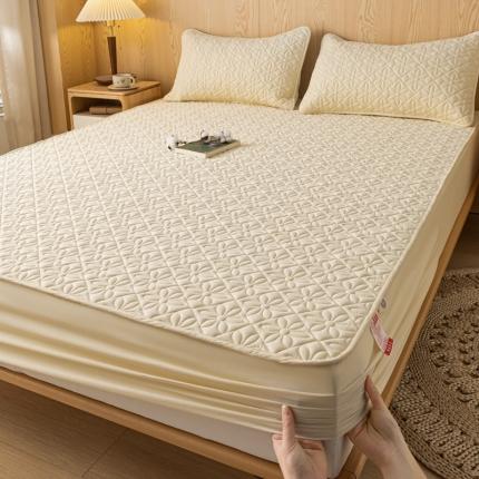 鑫钰 2023新款防水隔尿水洗全棉夹棉棉花床笠床垫保护套床套罩 大风车-米黄