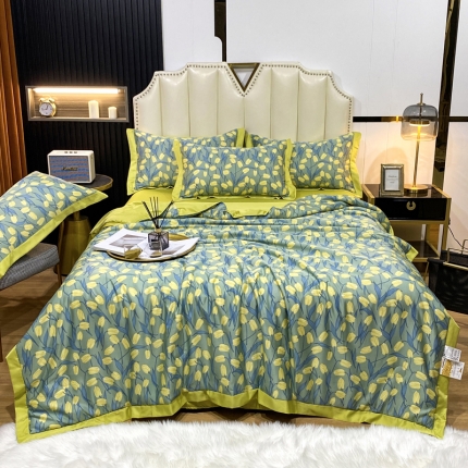 91家纺网 家纺一手货源 找家纺 2023新款水洗天丝夏被四件套夏凉被空调被