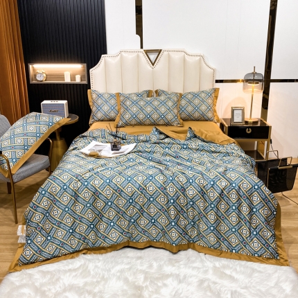 91家纺网 家纺一手货源 找家纺 2023新款水洗天丝夏被四件套夏凉被空调被