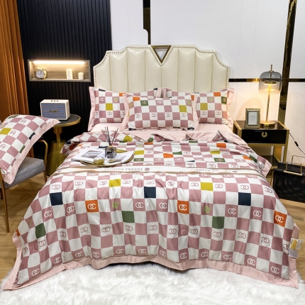 91家纺网 家纺一手货源 找家纺 2023新款水洗天丝夏被四件套夏凉被空调被