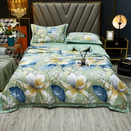 91家纺网 家纺一手货源 找家纺 2023新款水洗天丝夏被四件套夏凉被空调被