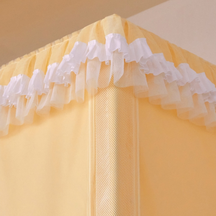 91家纺网 家纺一手货源 找家纺 迪凡保罗蚊帐 2023新款2318多开门涂银强遮光三明治学生蚊帐 2318-黄金叶