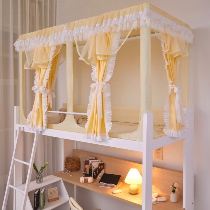 91家纺网 家纺一手货源 找家纺 迪凡保罗蚊帐 2023新款2318多开门涂银强遮光三明治学生蚊帐 2318-黄金叶