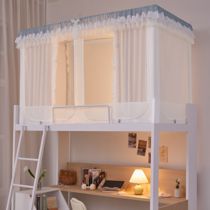 91家纺网 家纺一手货源 找家纺 迪凡保罗蚊帐 2023新款2318多开门涂银强遮光三明治学生蚊帐 2318-欧白色