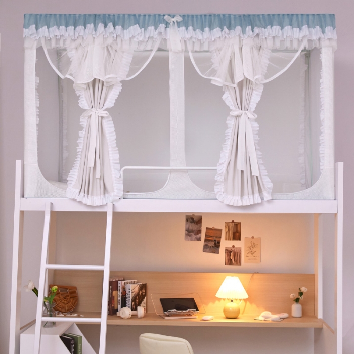 91家纺网 家纺一手货源 找家纺 迪凡保罗蚊帐 2023新款2318多开门涂银强遮光三明治学生蚊帐 2318-欧白色