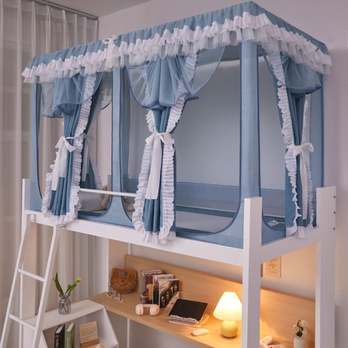 91家纺网 家纺一手货源 找家纺 迪凡保罗蚊帐 2023新款2318多开门涂银强遮光三明治学生蚊帐 2318-浅灰色