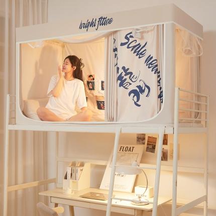 91家纺网 家纺一手货源 找家纺 迪凡保罗蚊帐 2023新款2317鱼跃龙门数码印花强遮光学生蚊帐 2317-米白色