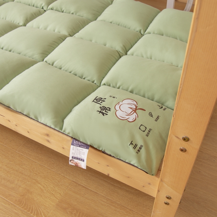 91家纺网 家纺一手货源 找家纺 梦舒羽 2025新款学生床垫宿舍单人垫被双人褥垫 豆绿色-亲肤床垫