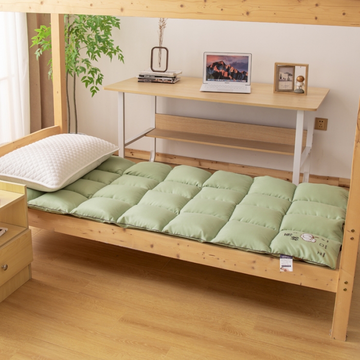 91家纺网 家纺一手货源 找家纺 梦舒羽 2025新款学生床垫宿舍单人垫被双人褥垫 豆绿色-亲肤床垫