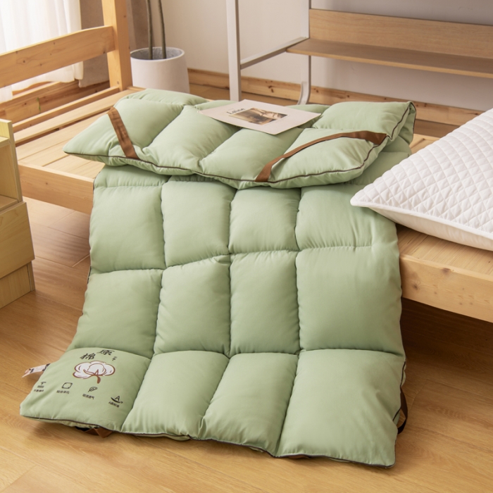 91家纺网 家纺一手货源 找家纺 梦舒羽 2025新款学生床垫宿舍单人垫被双人褥垫 豆绿色-亲肤床垫
