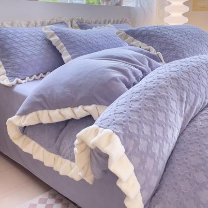 91家纺网 家纺一手货源 找家纺 （总）KA家纺 2025新款冬季花边款雕花牛奶绒四件套花朵朵系列