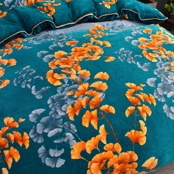 91家纺网 家纺一手货源 找家纺 千嘻汇 2025新款8斤牛奶绒金貂法莱绒床裙款保暖四件套繁花似锦