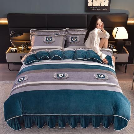 91家纺网 家纺一手货源 找家纺 千嘻汇 2025新款8斤牛奶绒金貂法莱绒床裙款保暖四件套时尚空间