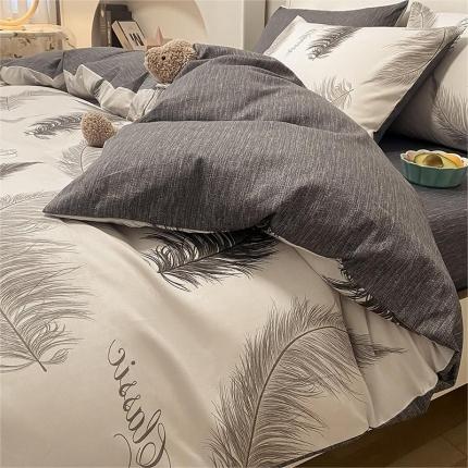 91家纺网 家纺一手货源 找家纺 （总）瑞莱 2023秋季新款13372全棉印花四件套时尚简约风