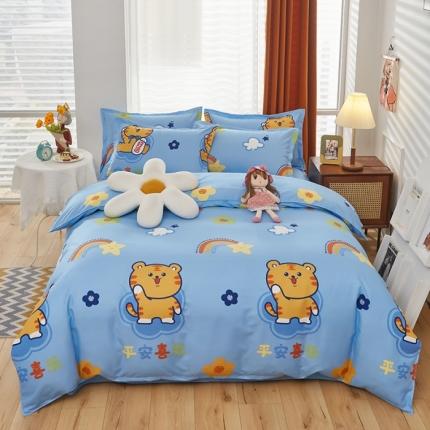 91家纺网 家纺一手货源 找家纺 佑佳2024新款140克磨毛印花植物羊绒四件套萌虎生财