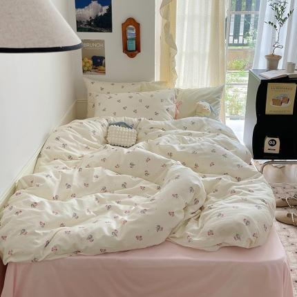 91家纺网 家纺一手货源 找家纺 （总）昔可 2023新款亲肤韩系全棉绑带款四件套