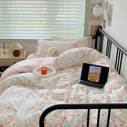 91家纺网 家纺一手货源 找家纺 （总）昔可 2023新款亲肤韩系全棉绑带款四件套