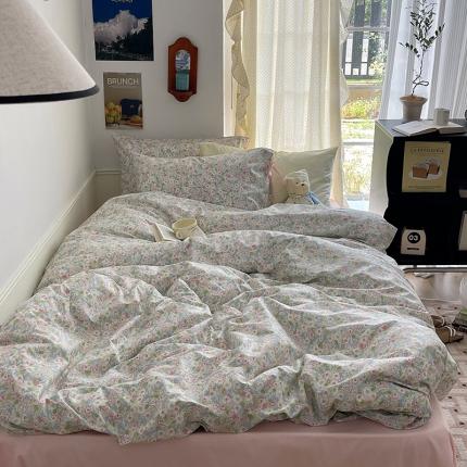 91家纺网 家纺一手货源 找家纺 昔可 2023新款亲肤韩系全棉绑带款四件套 仙境花园