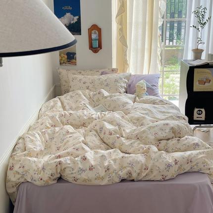 （总）昔可 2023新款亲肤韩系全棉绑带款四件套