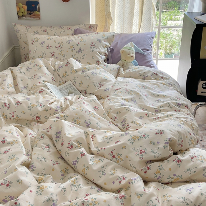 91家纺网 家纺一手货源 找家纺 （总）昔可 2023新款亲肤韩系全棉绑带款四件套