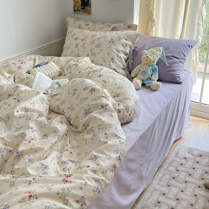 91家纺网 家纺一手货源 找家纺 （总）昔可 2023新款亲肤韩系全棉绑带款四件套