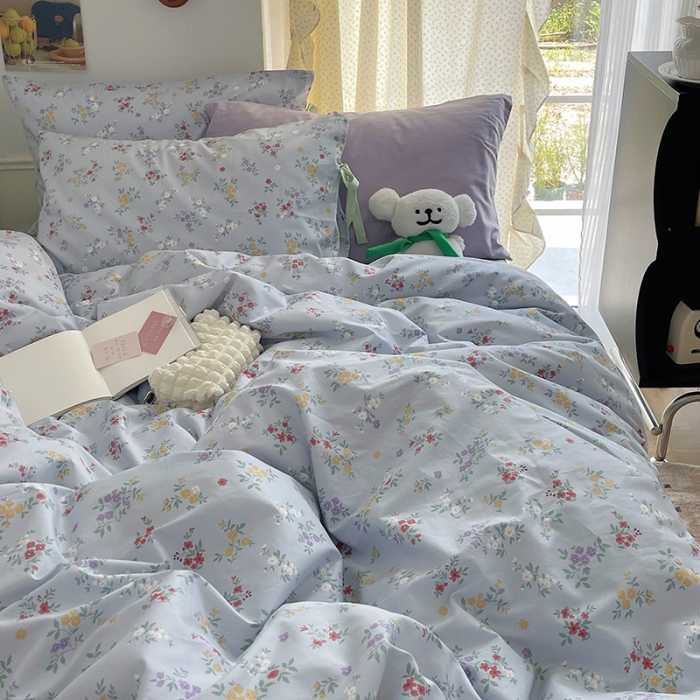 91家纺网 家纺一手货源 找家纺 昔可 2023新款亲肤韩系全棉绑带款四件套 里斯本夏日