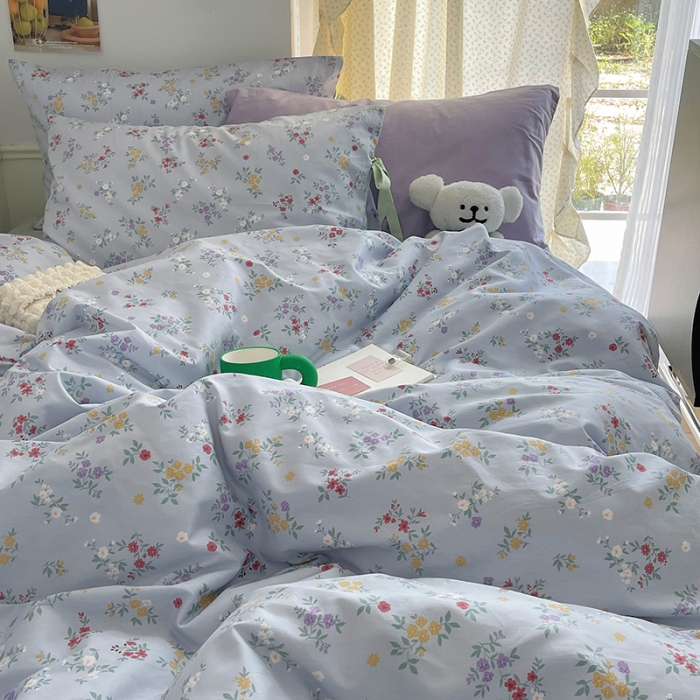 91家纺网 家纺一手货源 找家纺 昔可 2023新款亲肤韩系全棉绑带款四件套 里斯本夏日