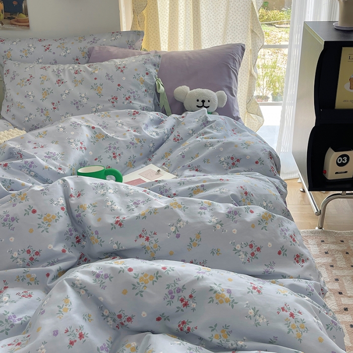 91家纺网 家纺一手货源 找家纺 昔可 2023新款亲肤韩系全棉绑带款四件套 里斯本夏日