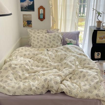 昔可 2023新款亲肤韩系全棉绑带款四件套 绿茵河畔