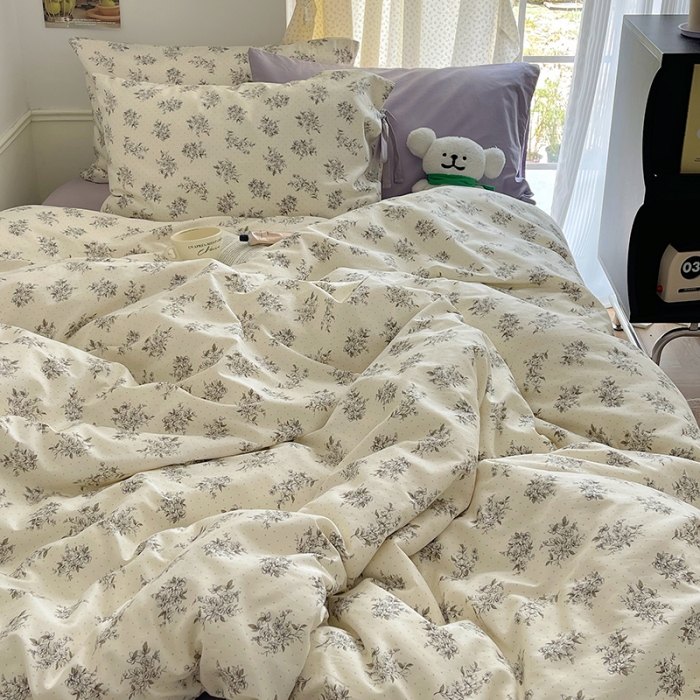 91家纺网 家纺一手货源 找家纺 昔可 2023新款亲肤韩系全棉绑带款四件套 绿茵河畔