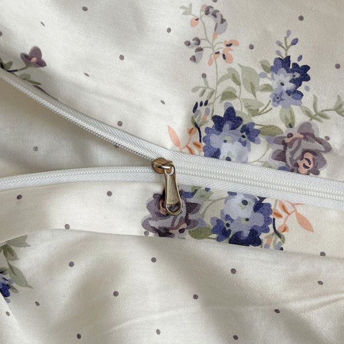 91家纺网 家纺一手货源 找家纺 昔可 2023新款亲肤韩系全棉绑带款四件套 玫瑰画染紫