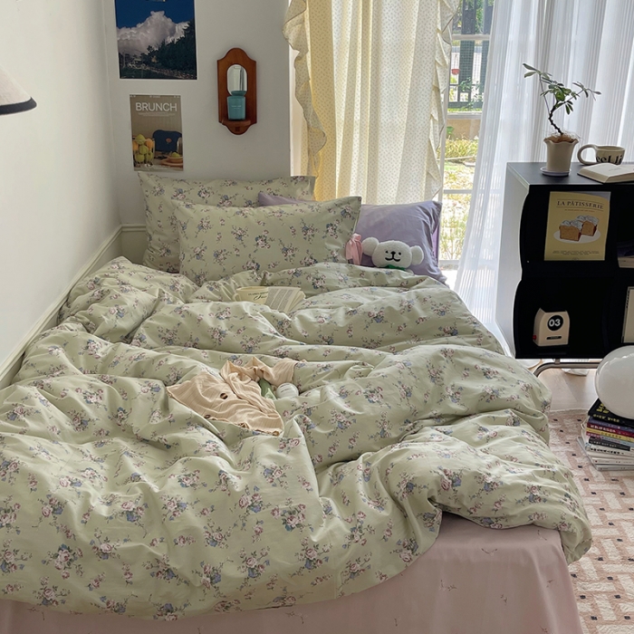 91家纺网 家纺一手货源 找家纺 昔可 2023新款亲肤韩系全棉绑带款四件套 莫奈幻想