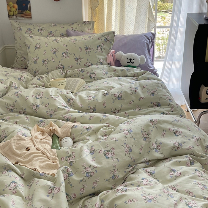 91家纺网 家纺一手货源 找家纺 昔可 2023新款亲肤韩系全棉绑带款四件套 莫奈幻想