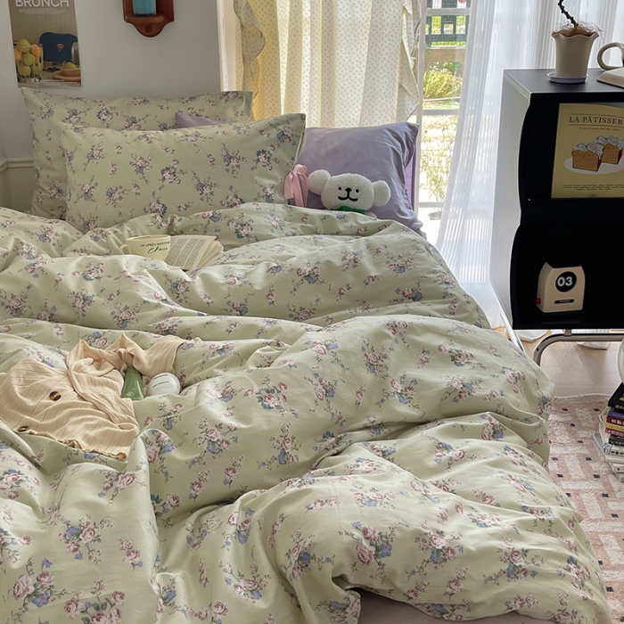 91家纺网 家纺一手货源 找家纺 昔可 2023新款亲肤韩系全棉绑带款四件套 莫奈幻想