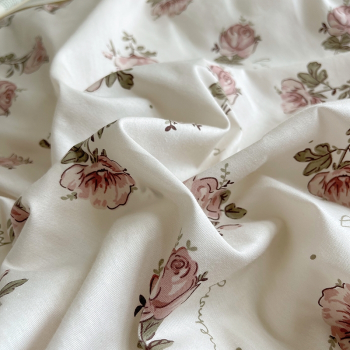 91家纺网 家纺一手货源 找家纺 昔可 2023新款亲肤韩系全棉绑带款四件套 水墨红玫瑰